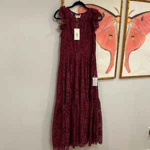Joyfolie Deep Red Lace Dress